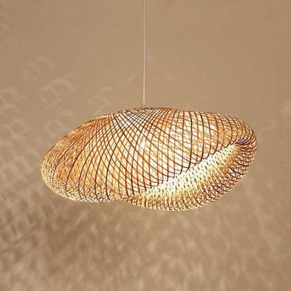 Bohemian Woven Bamboo Pendant Lamp with Cloud-Shaped Shade