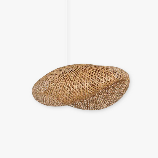 Bohemian Woven Bamboo Pendant Lamp with Cloud-Shaped Shade