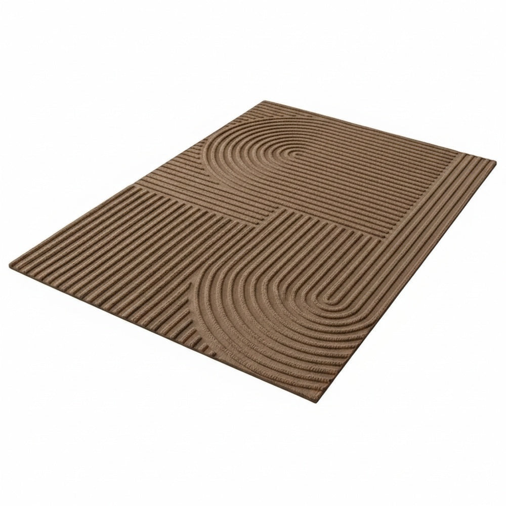 Boho Geometric Door Mat with Arch Pattern and Anti-Slip Ribbed Texture