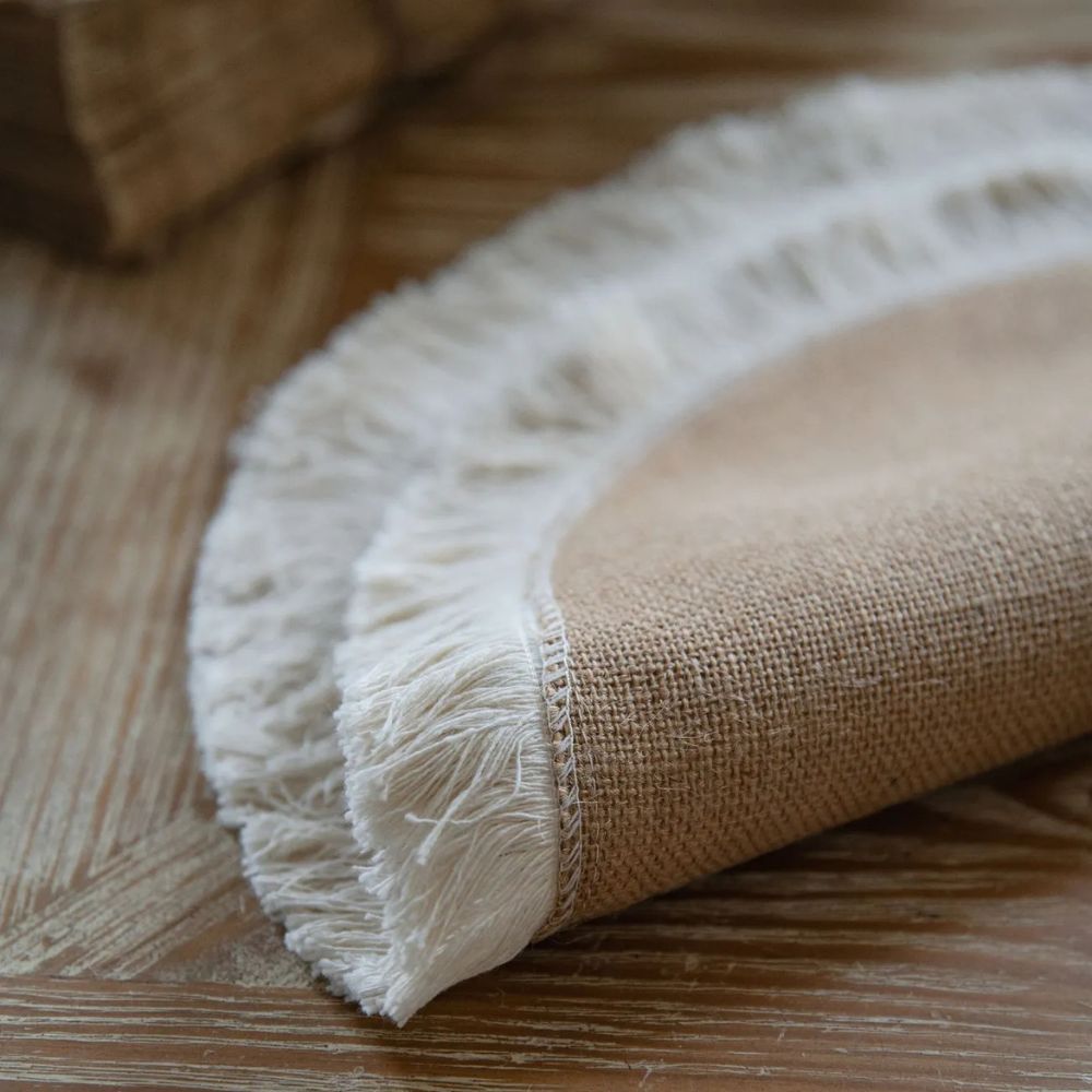 Boho Table Runner with Lace Edge or Fringe Border for Dining Tables