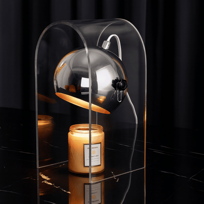 Candle Warmer Lamp Modern with Tilting Globe Shade and Acrylic Arch Frame