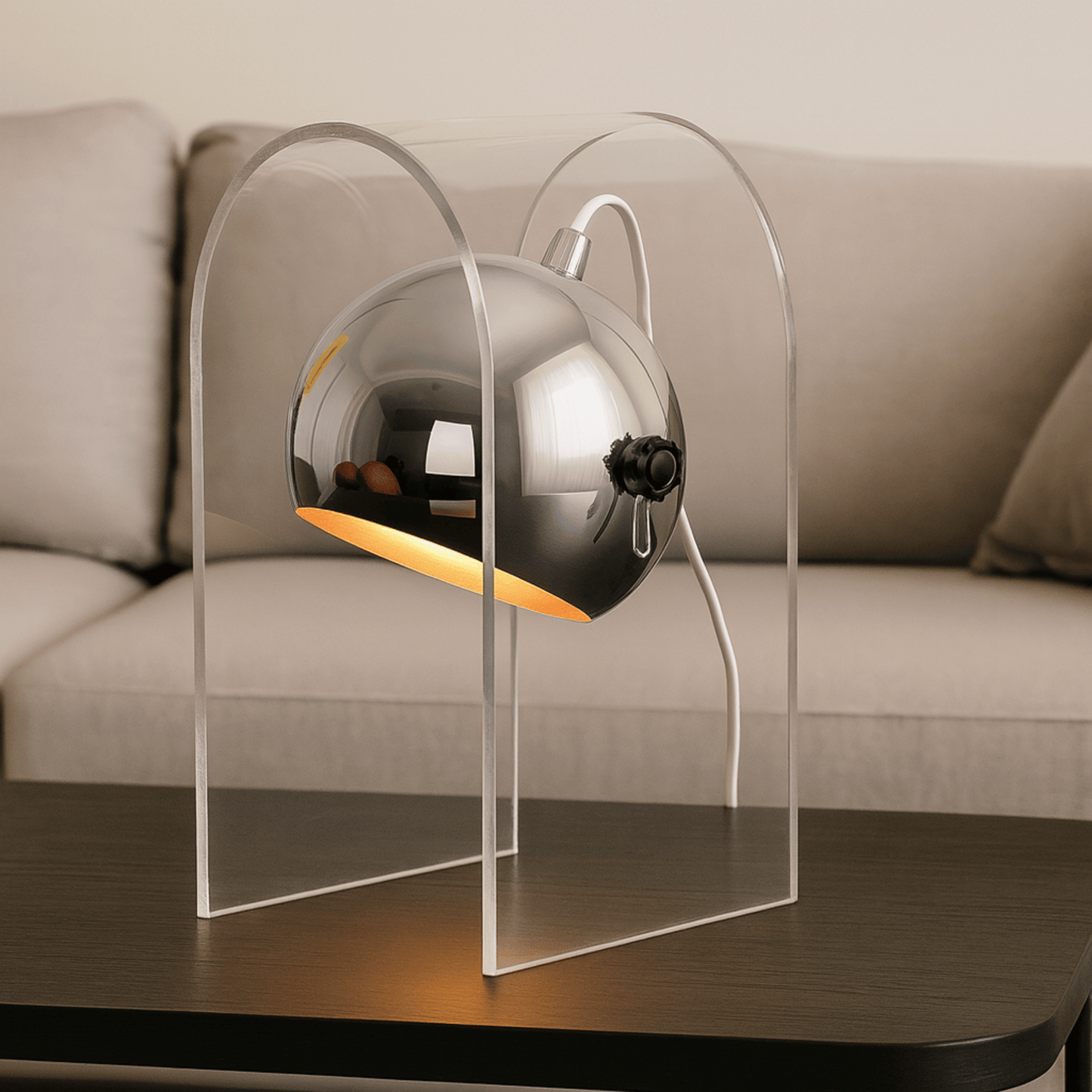 Candle Warmer Lamp Modern with Tilting Globe Shade and Acrylic Arch Frame