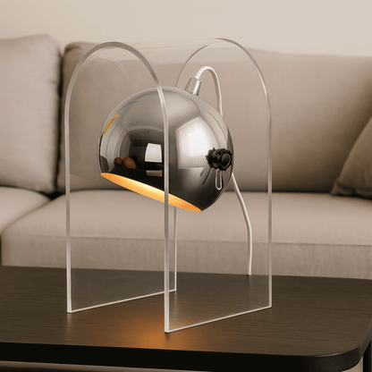 Candle Warmer Lamp Modern with Tilting Globe Shade and Acrylic Arch Frame