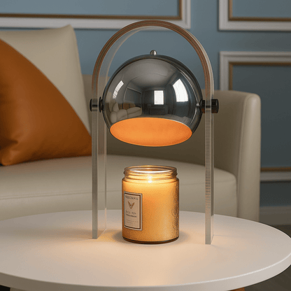 Candle Warmer Lamp Modern with Tilting Globe Shade and Acrylic Arch Frame