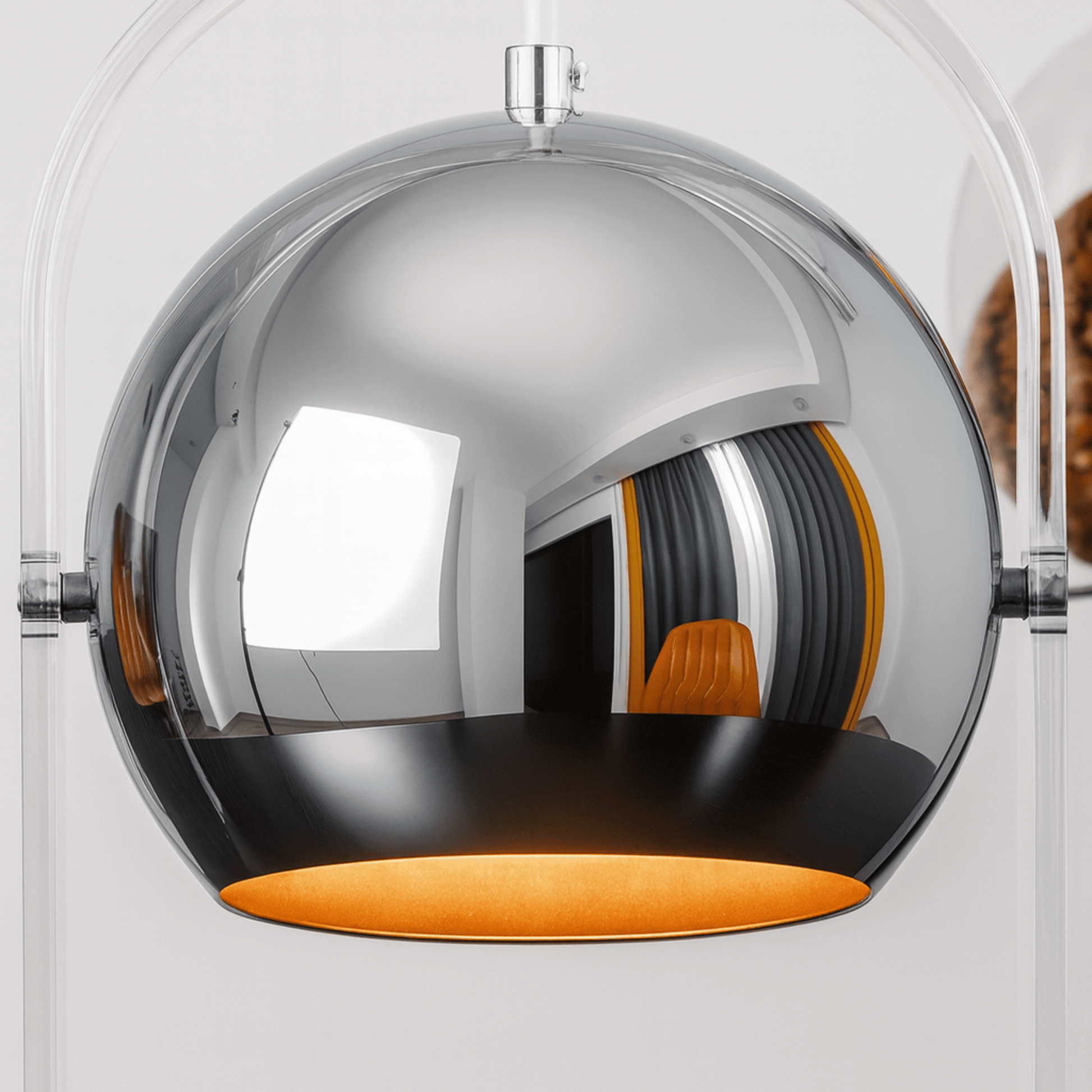 Candle Warmer Lamp Modern with Tilting Globe Shade and Acrylic Arch Frame