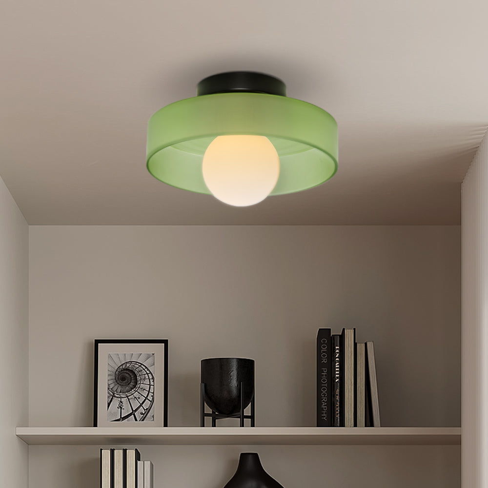 Ceiling and Wall Lamp Retro Round Shade with Globe Bulb
