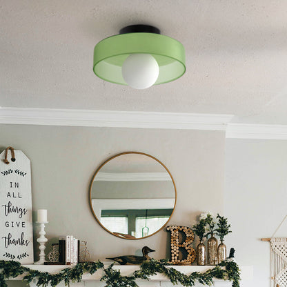 Ceiling and Wall Lamp Retro Round Shade with Globe Bulb