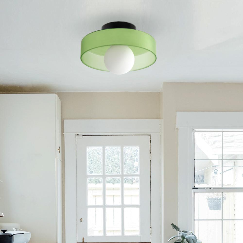 Ceiling and Wall Lamp Retro Round Shade with Globe Bulb