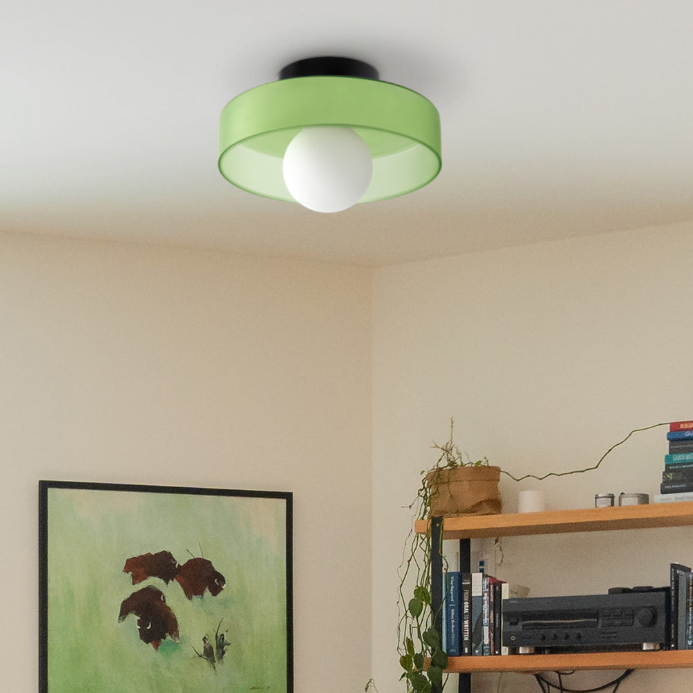 Ceiling and Wall Lamp Retro Round Shade with Globe Bulb