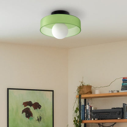 Ceiling and Wall Lamp Retro Round Shade with Globe Bulb