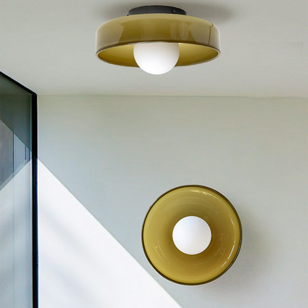 Ceiling and Wall Lamp Retro Round Shade with Globe Bulb
