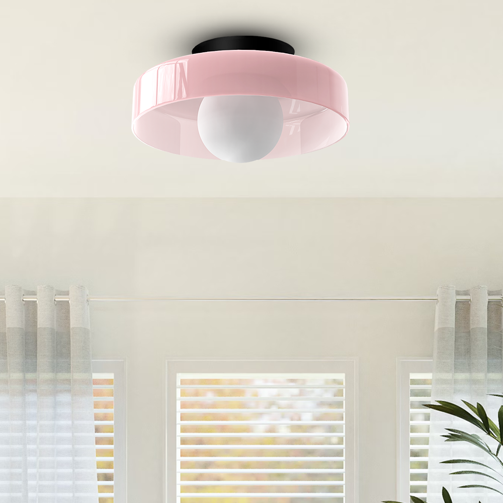 Ceiling and Wall Lamp Retro Round Shade with Globe Bulb