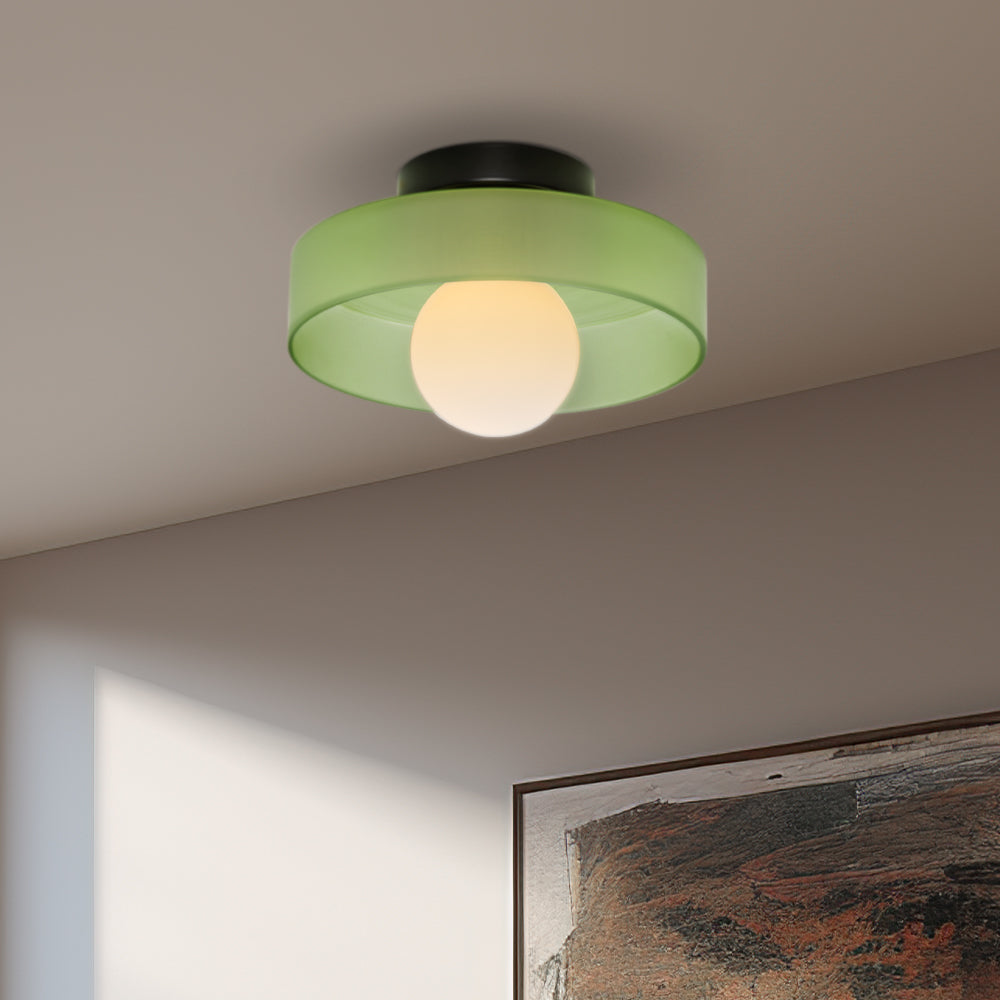 Ceiling and Wall Lamp Retro Round Shade with Globe Bulb