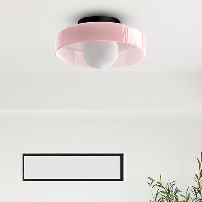 Ceiling and Wall Lamp Retro Round Shade with Globe Bulb