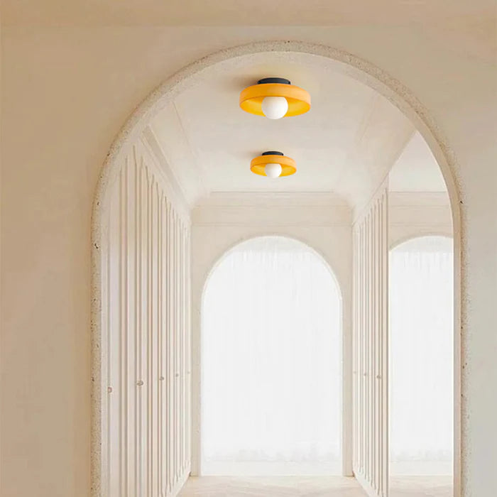 Ceiling and Wall Lamp Retro Round Shade with Globe Bulb