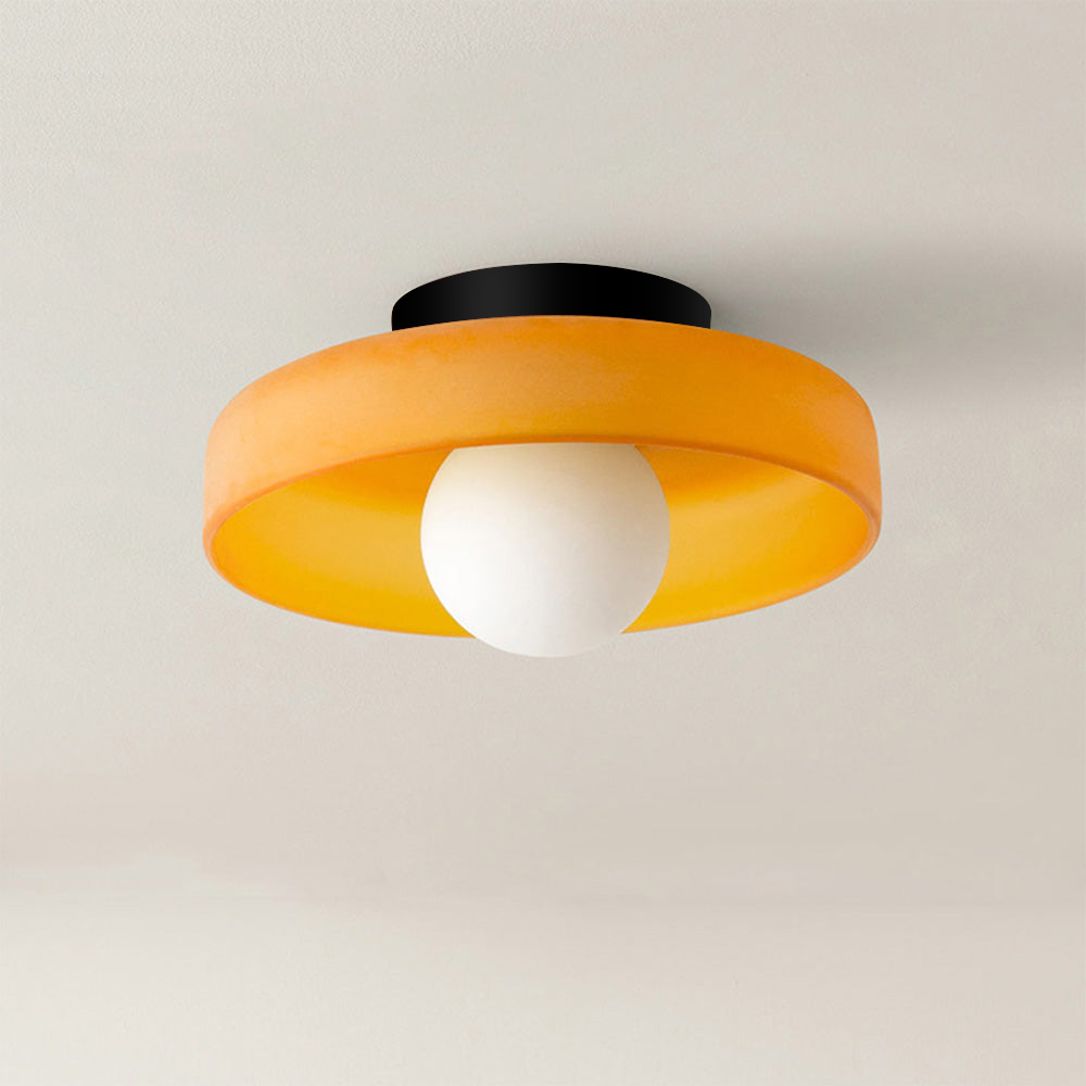 Ceiling and Wall Lamp Retro Round Shade with Globe Bulb