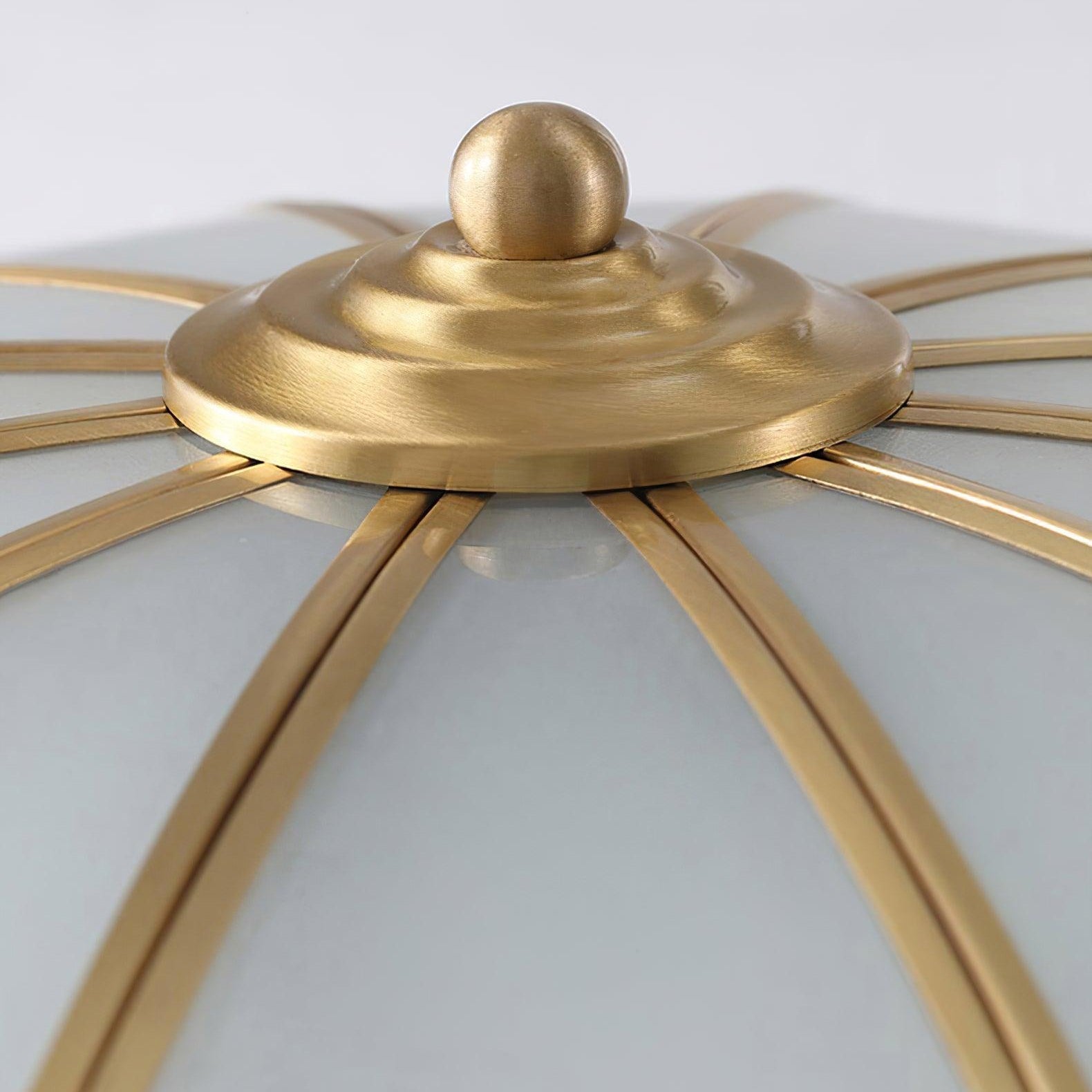 Ceiling Lamp Art Deco Flower Design with Frosted Glass Shade and Brass Frame