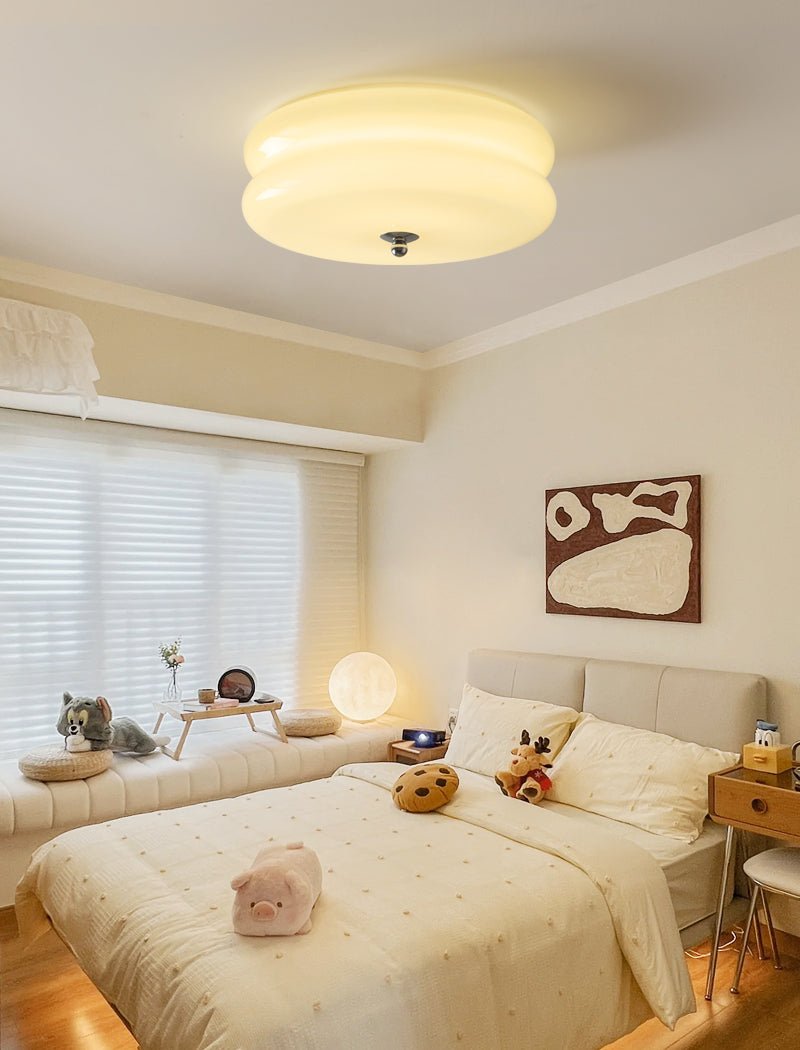 Ceiling Lamp Art Deco Vintage with Glass Shade and Round Layered Design