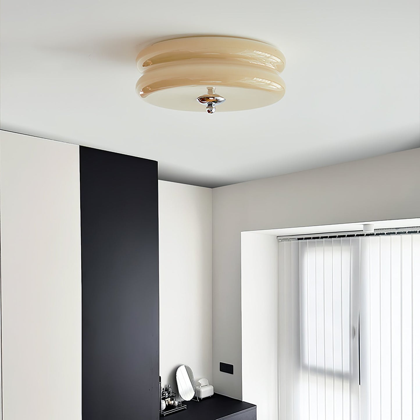 Ceiling Lamp Art Deco Vintage with Glass Shade and Round Layered Design