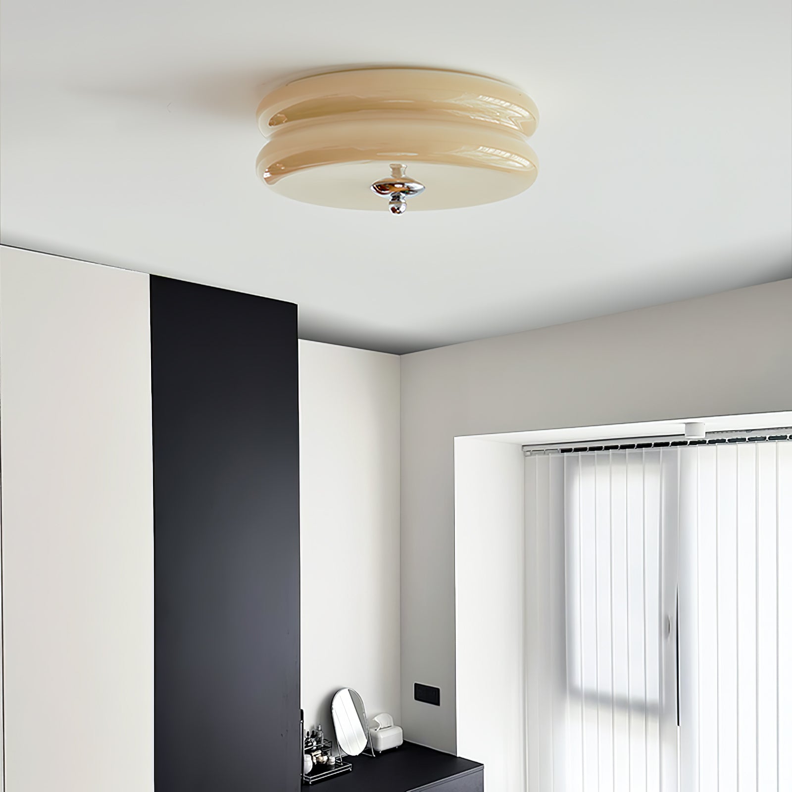 Ceiling Lamp Art Deco Vintage with Glass Shade and Round Layered Design