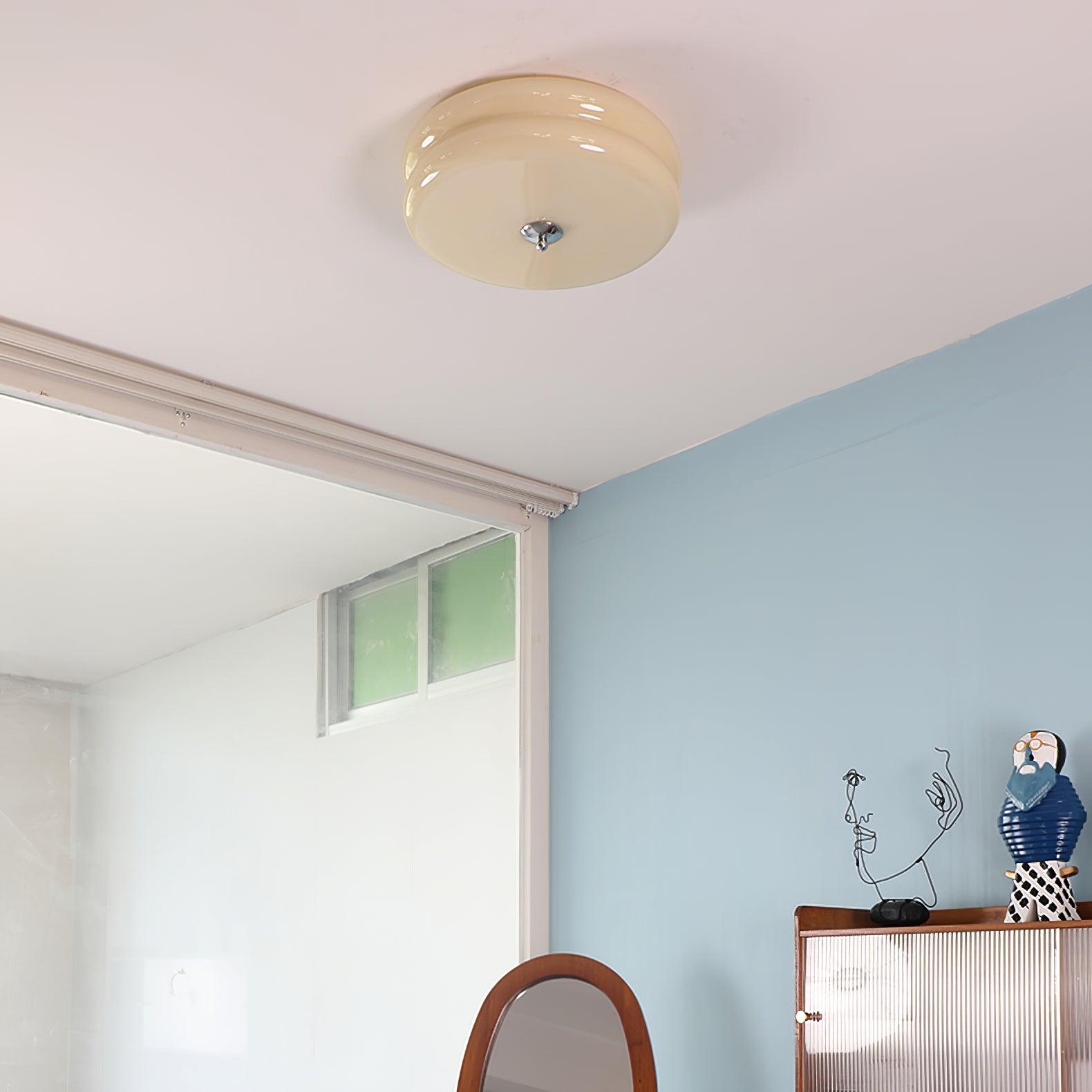 Ceiling Lamp Art Deco Vintage with Glass Shade and Round Layered Design