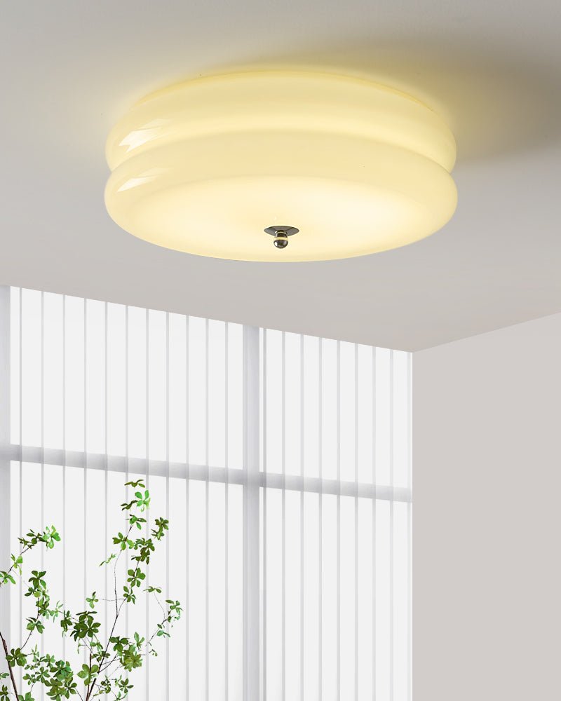 Ceiling Lamp Art Deco Vintage with Glass Shade and Round Layered Design