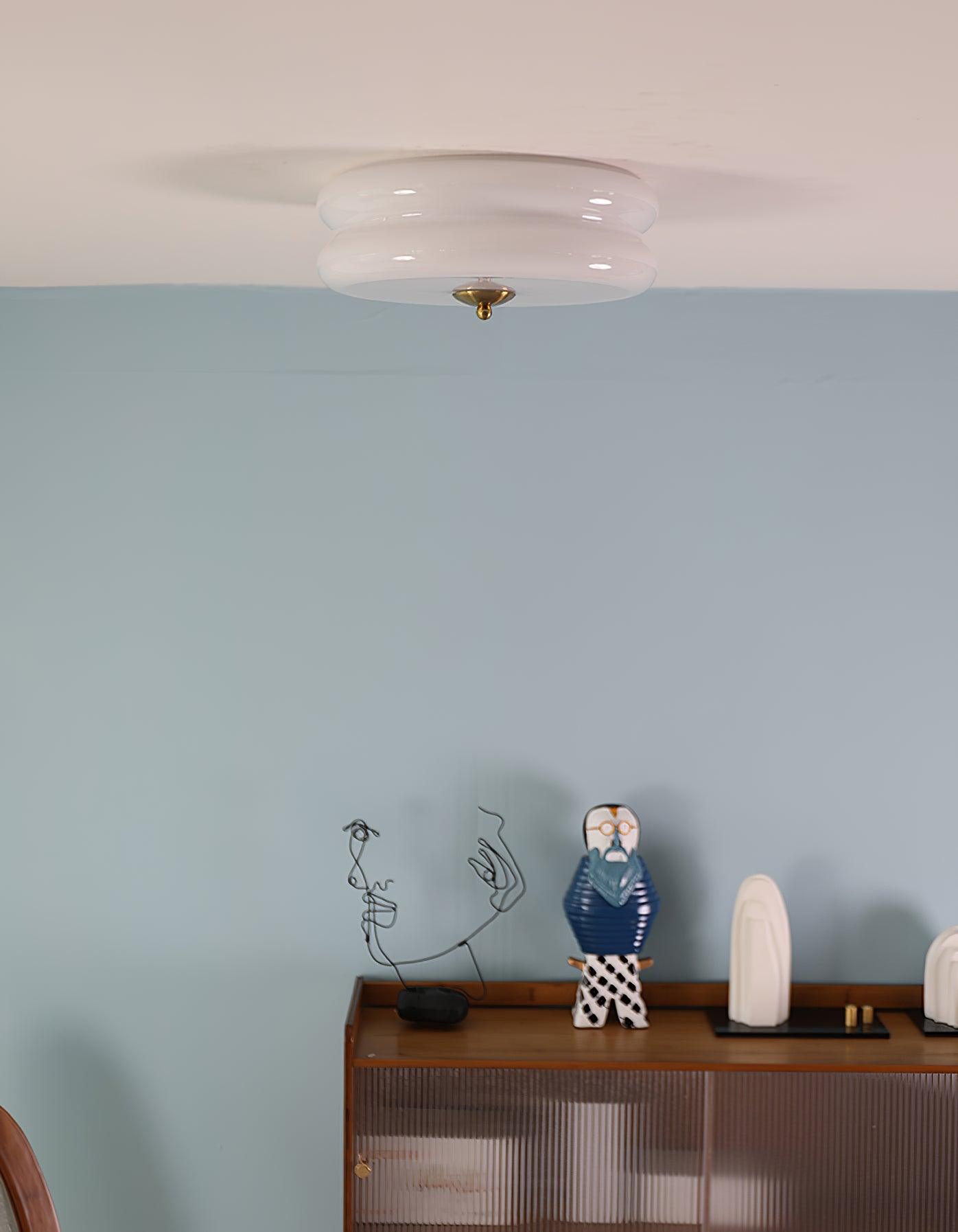 Ceiling Lamp Art Deco Vintage with Glass Shade and Round Layered Design