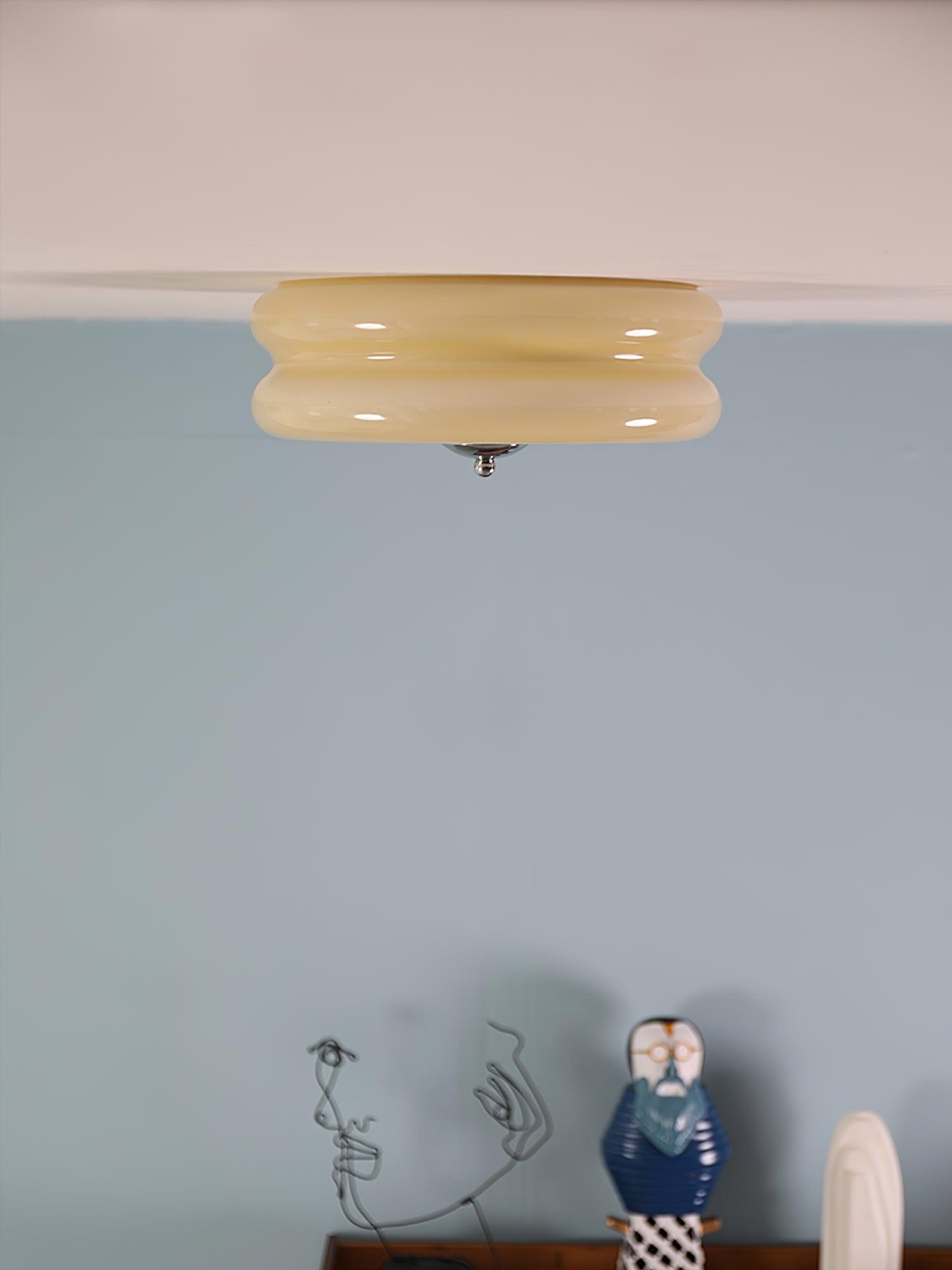 Ceiling Lamp Art Deco Vintage with Glass Shade and Round Layered Design