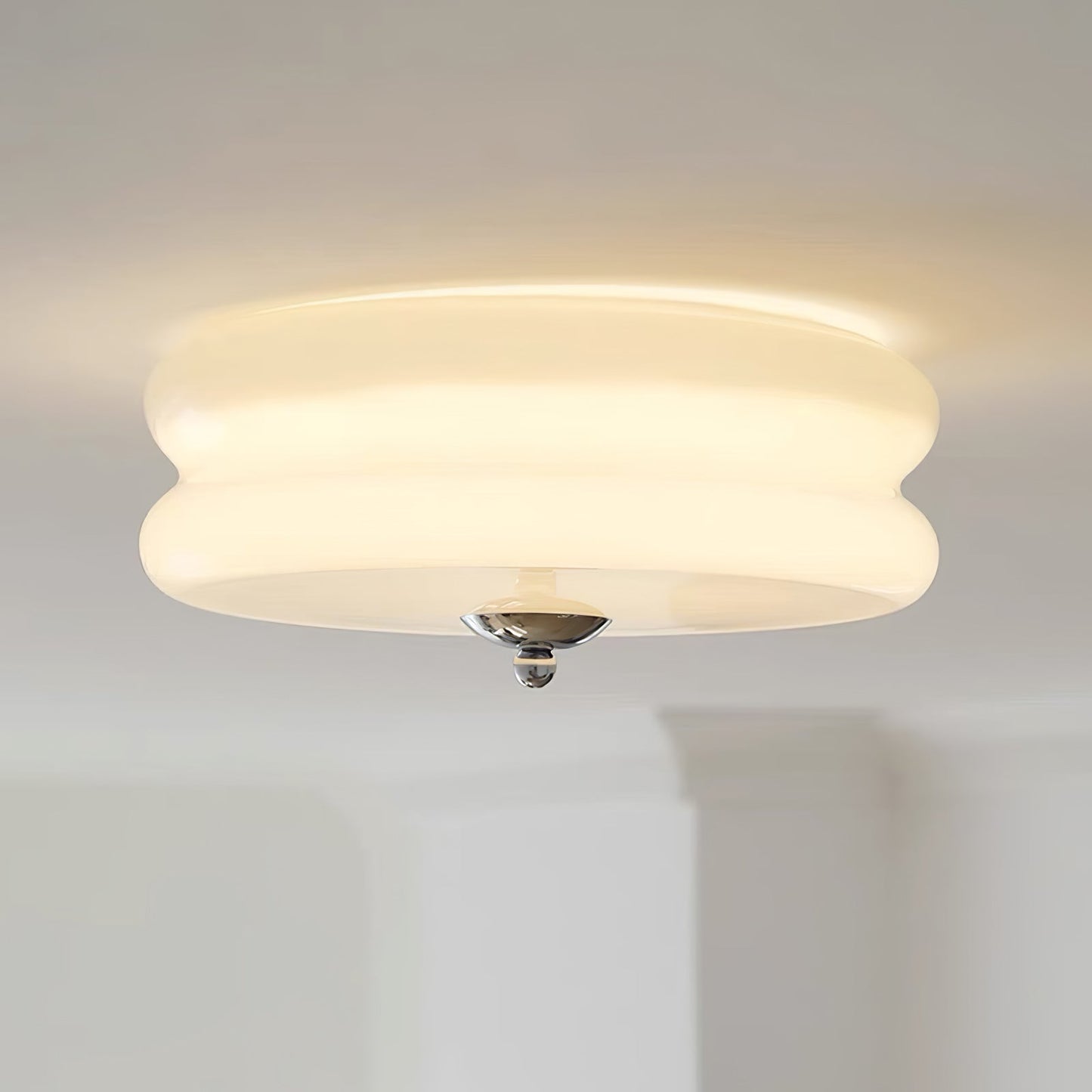 Ceiling Lamp Art Deco Vintage with Glass Shade and Round Layered Design