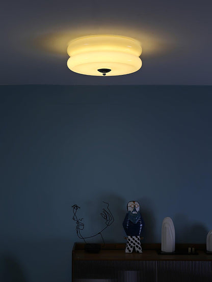 Ceiling Lamp Art Deco Vintage with Glass Shade and Round Layered Design