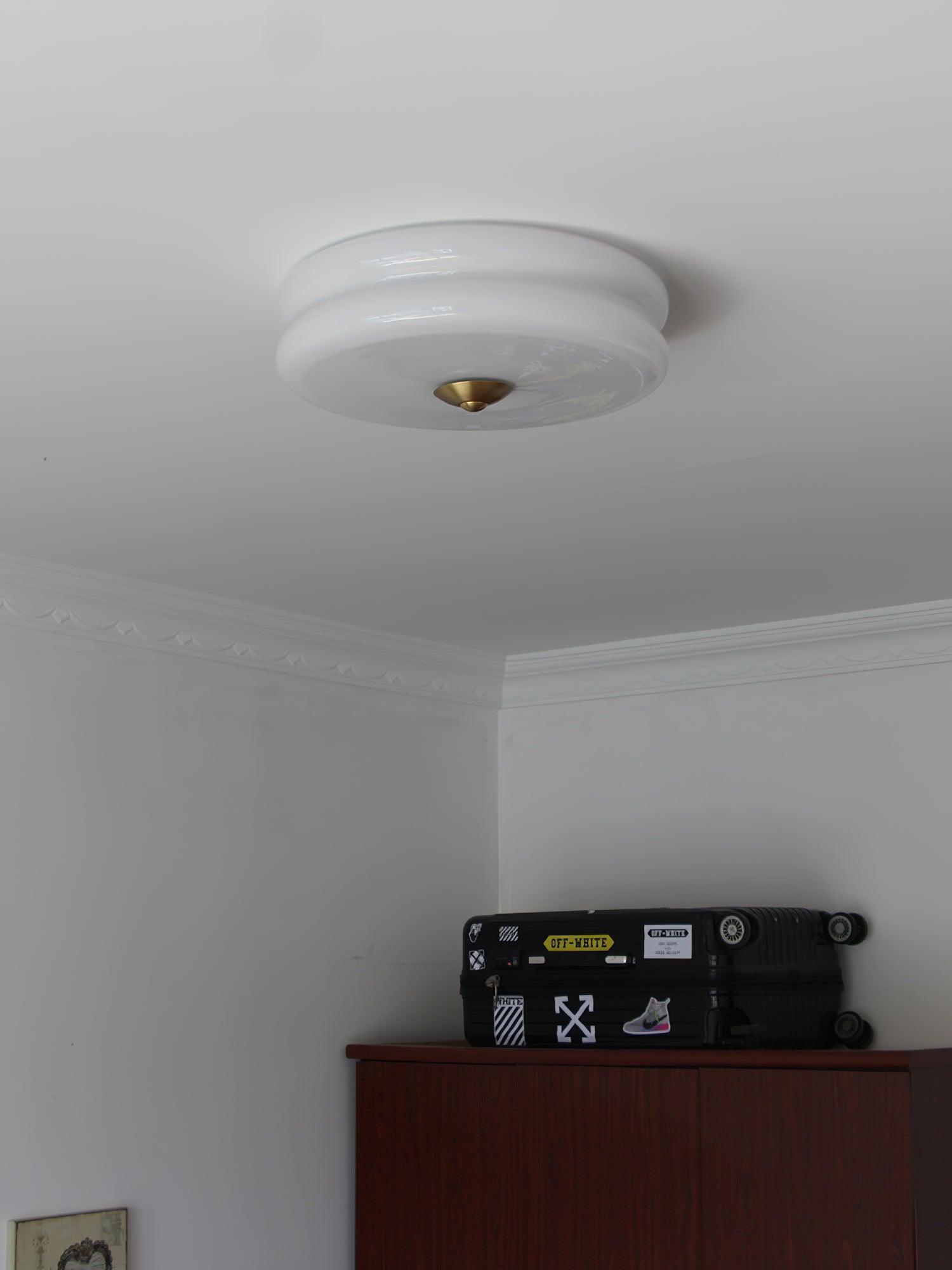 Ceiling Lamp Art Deco Vintage with Glass Shade and Round Layered Design