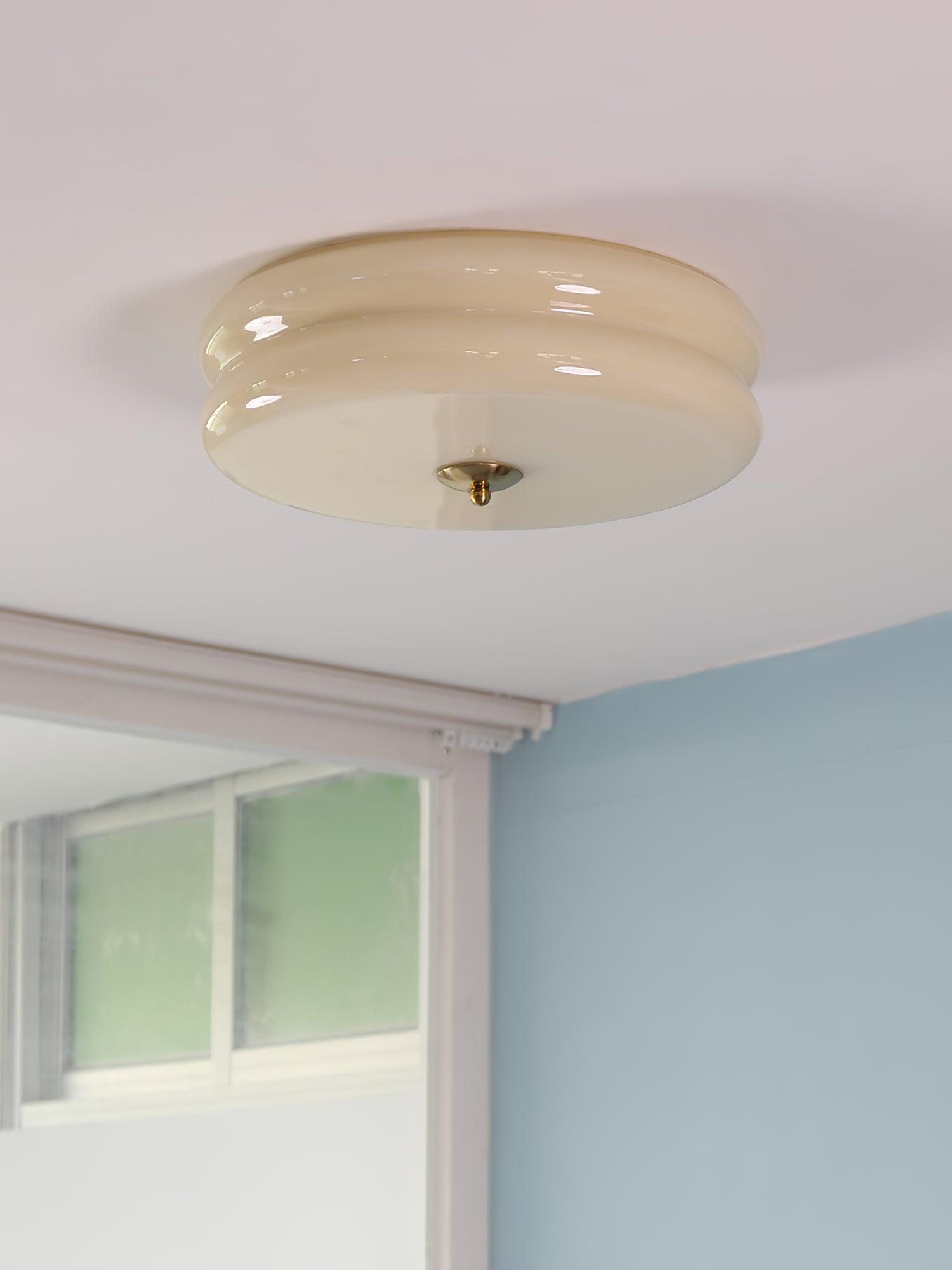 Ceiling Lamp Art Deco Vintage with Glass Shade and Round Layered Design