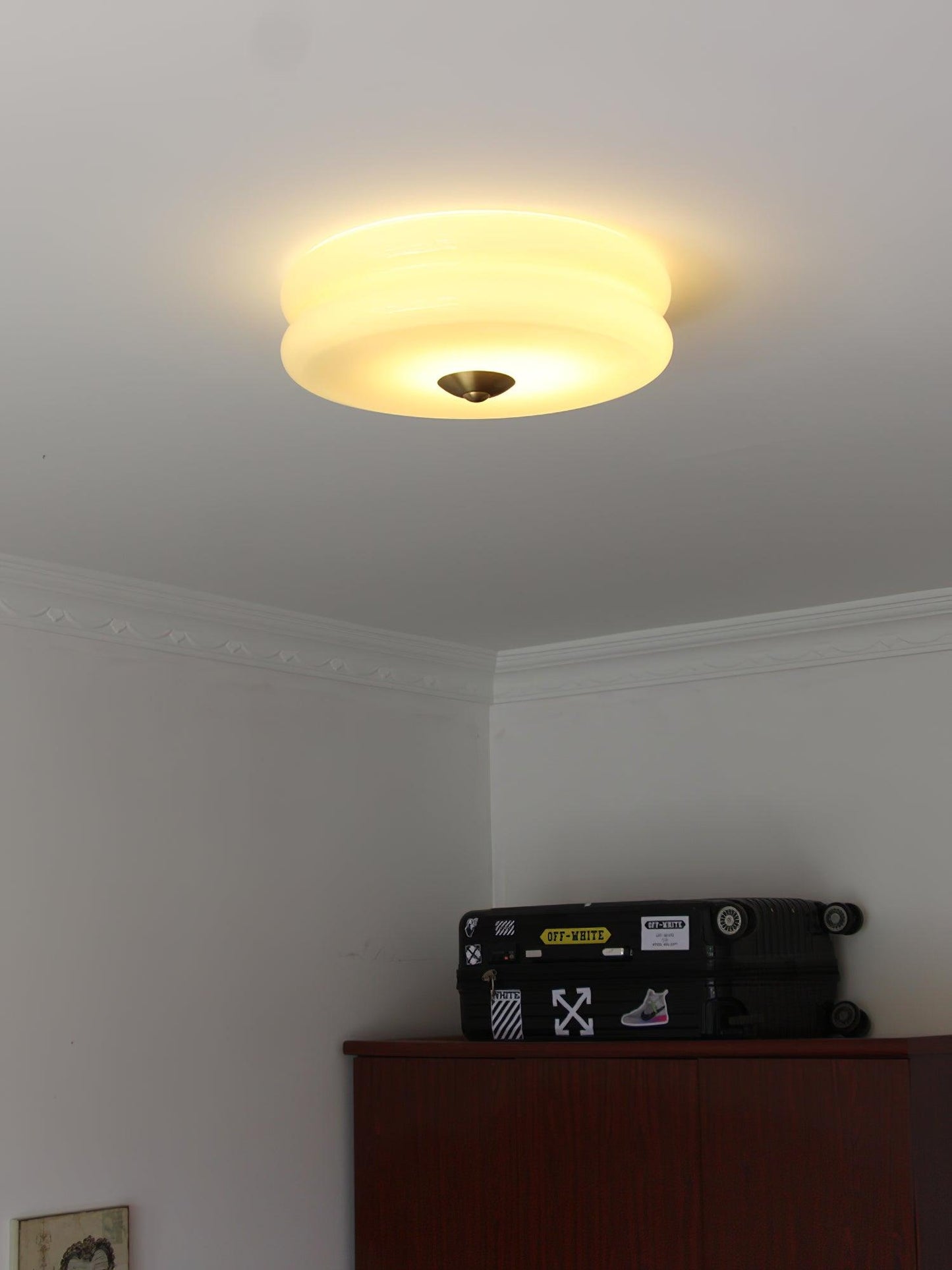 Ceiling Lamp Art Deco Vintage with Glass Shade and Round Layered Design