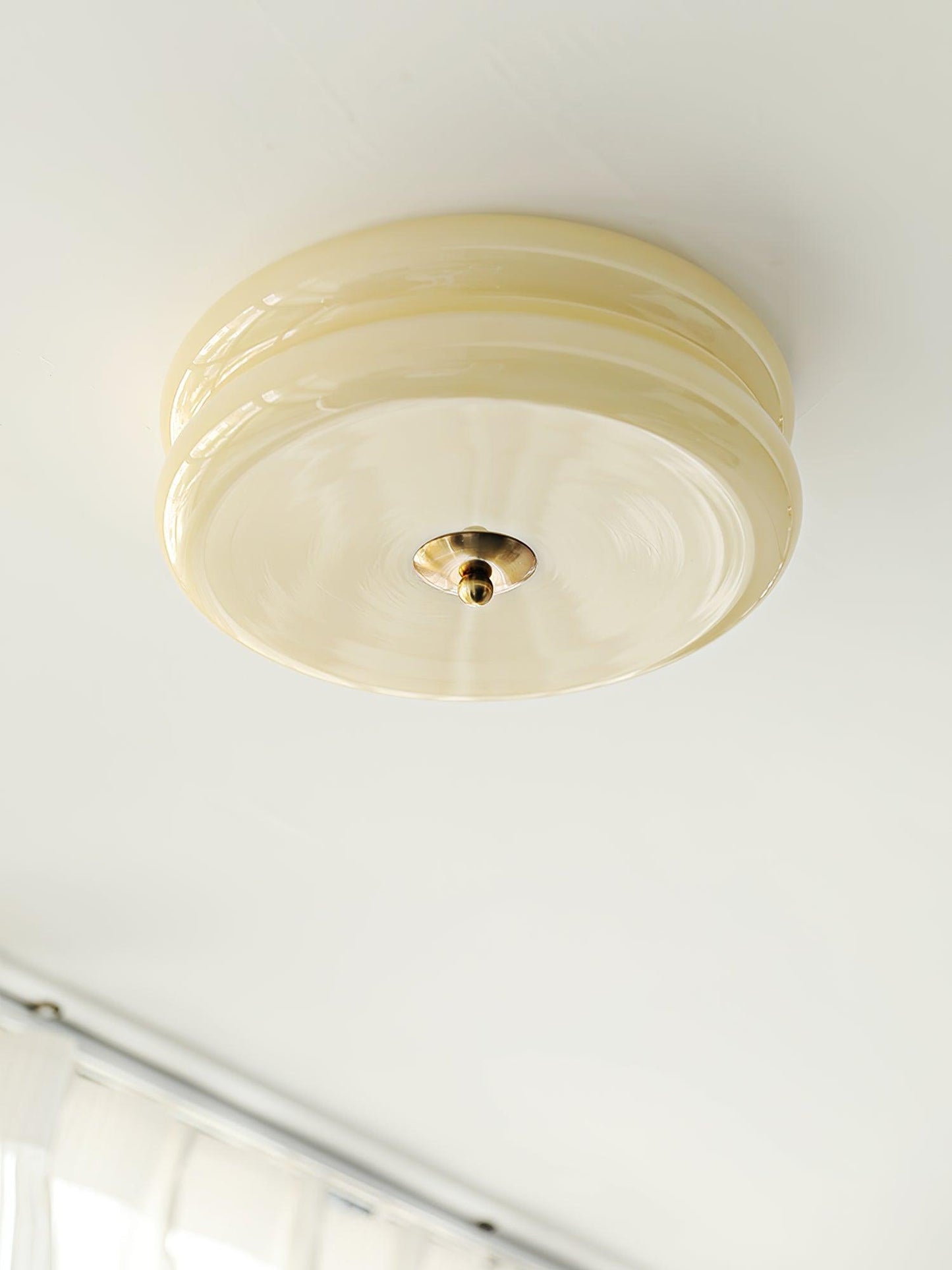 Ceiling Lamp Art Deco Vintage with Glass Shade and Round Layered Design