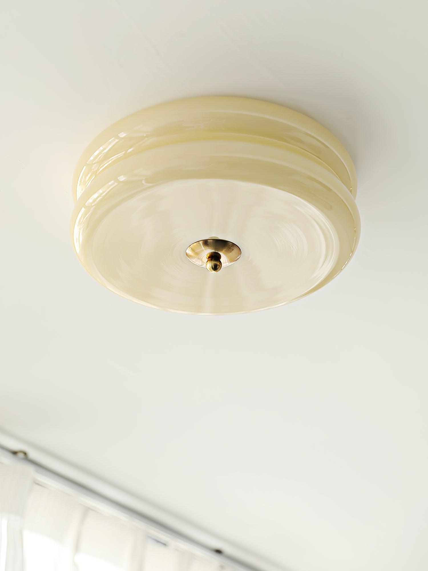 Ceiling Lamp Art Deco Vintage with Glass Shade and Round Layered Design