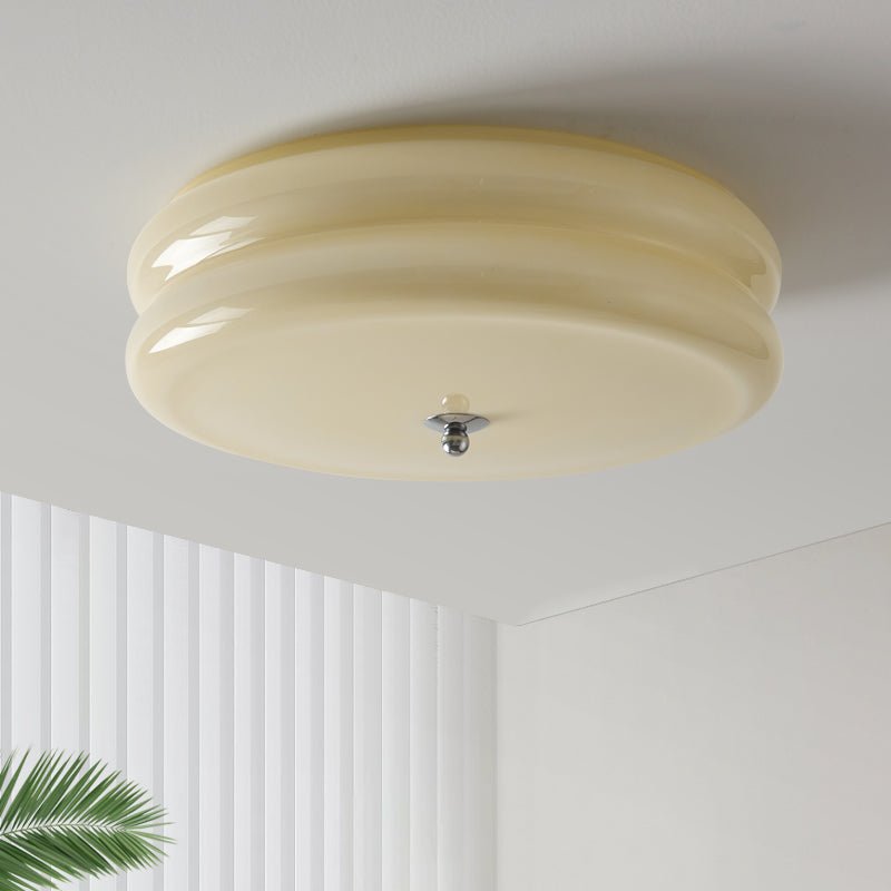 Ceiling Lamp Art Deco Vintage with Glass Shade and Round Layered Design