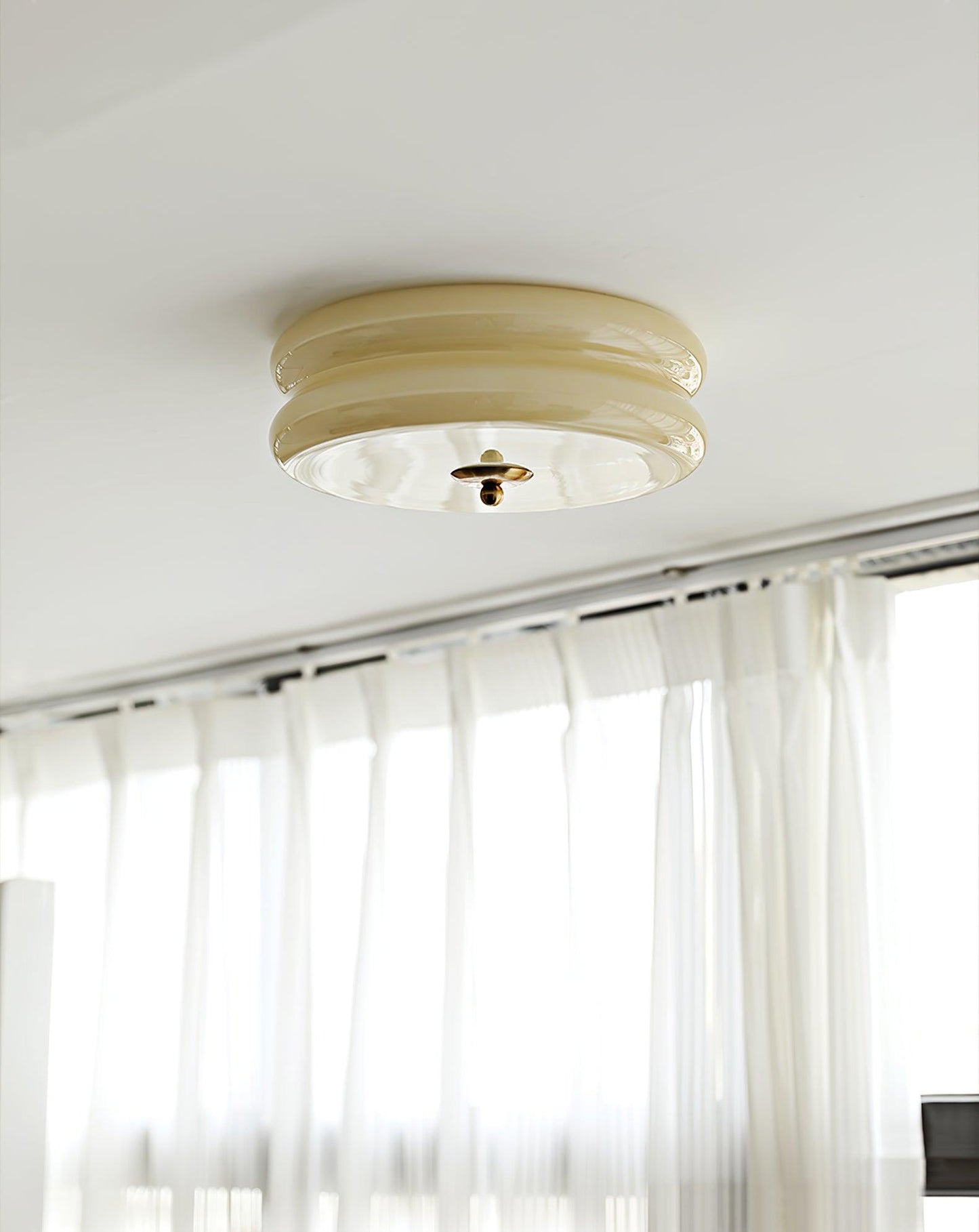 Ceiling Lamp Art Deco Vintage with Glass Shade and Round Layered Design