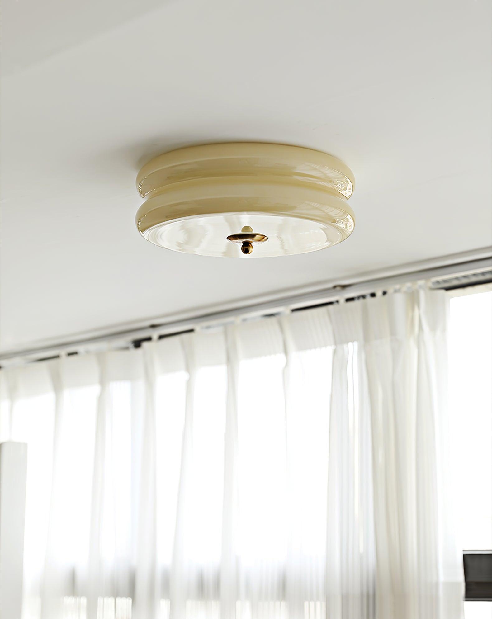 Ceiling Lamp Art Deco Vintage with Glass Shade and Round Layered Design