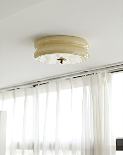 Ceiling Lamp Art Deco Vintage with Glass Shade and Round Layered Design