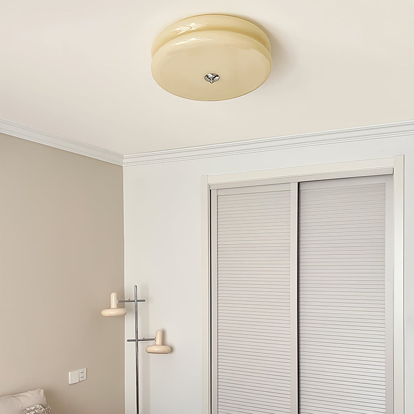 Ceiling Lamp Art Deco Vintage with Glass Shade and Round Layered Design