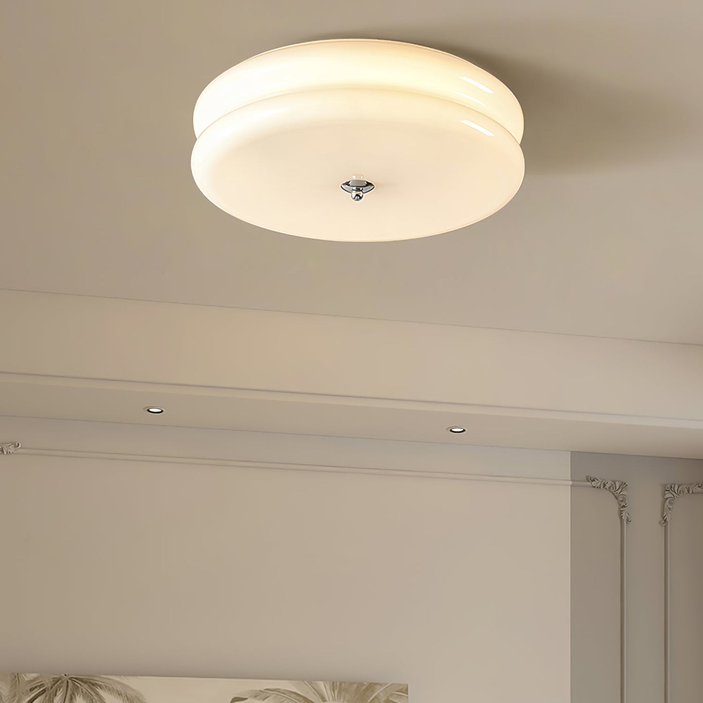 Ceiling Lamp Art Deco Vintage with Glass Shade and Round Layered Design