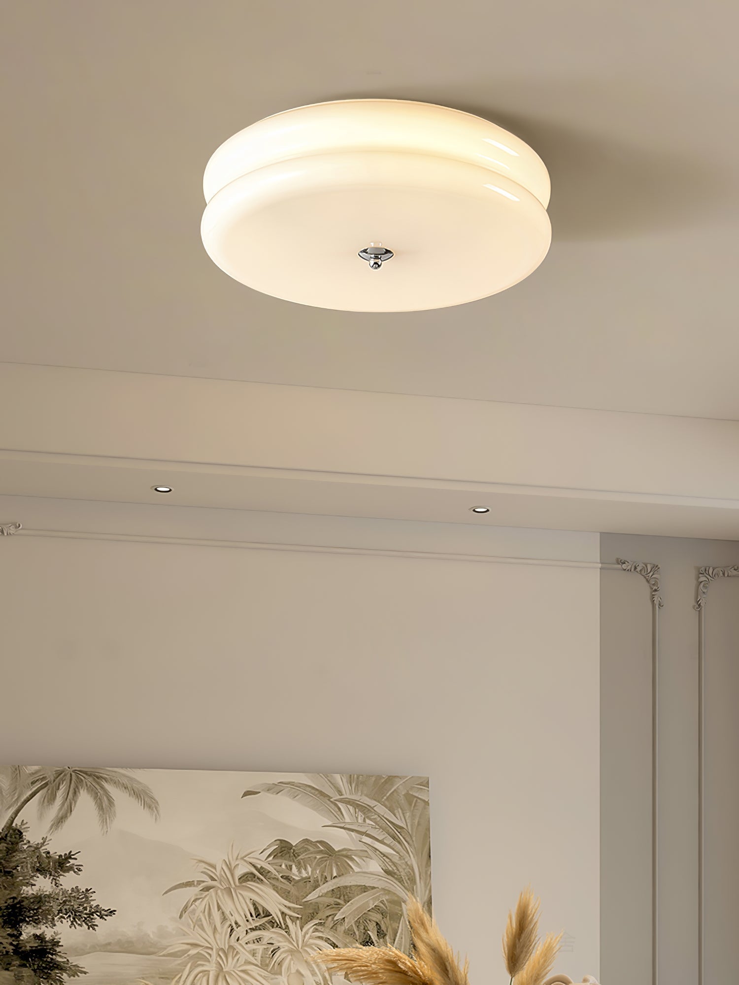 Ceiling Lamp Art Deco Vintage with Glass Shade and Round Layered Design