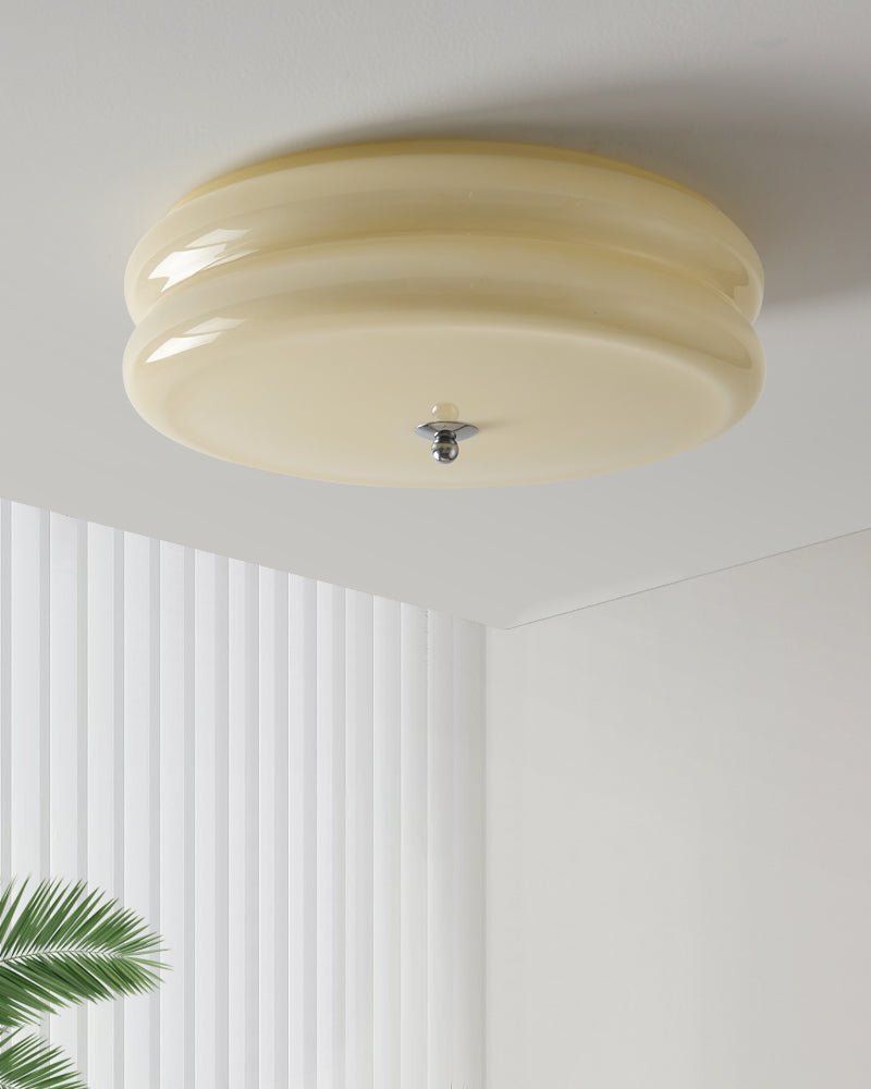 Ceiling Lamp Art Deco Vintage with Glass Shade and Round Layered Design