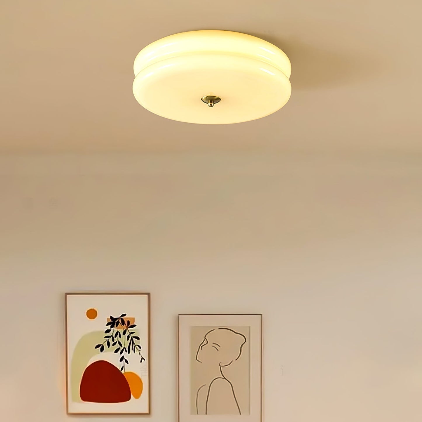 Ceiling Lamp Art Deco Vintage with Glass Shade and Round Layered Design