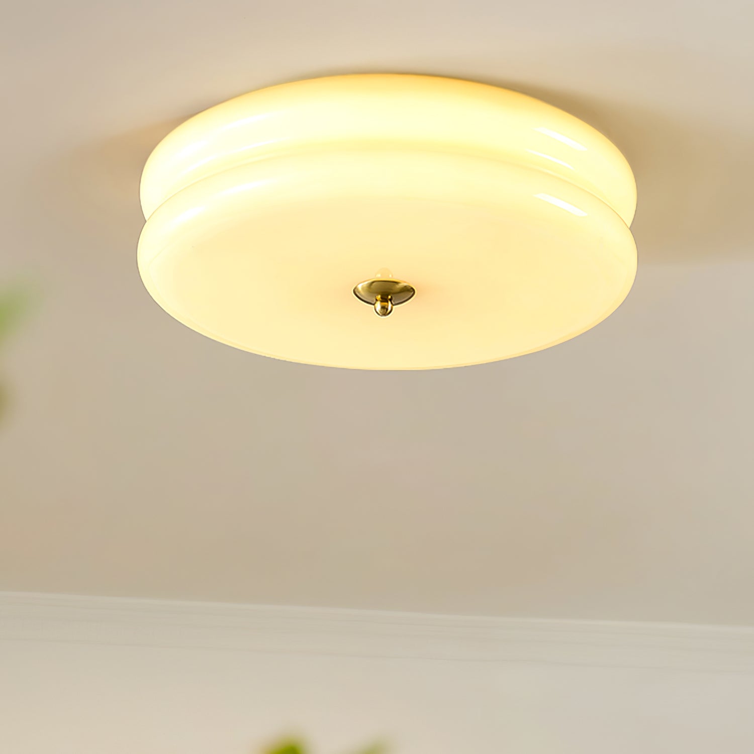 Ceiling Lamp Art Deco Vintage with Glass Shade and Round Layered Design
