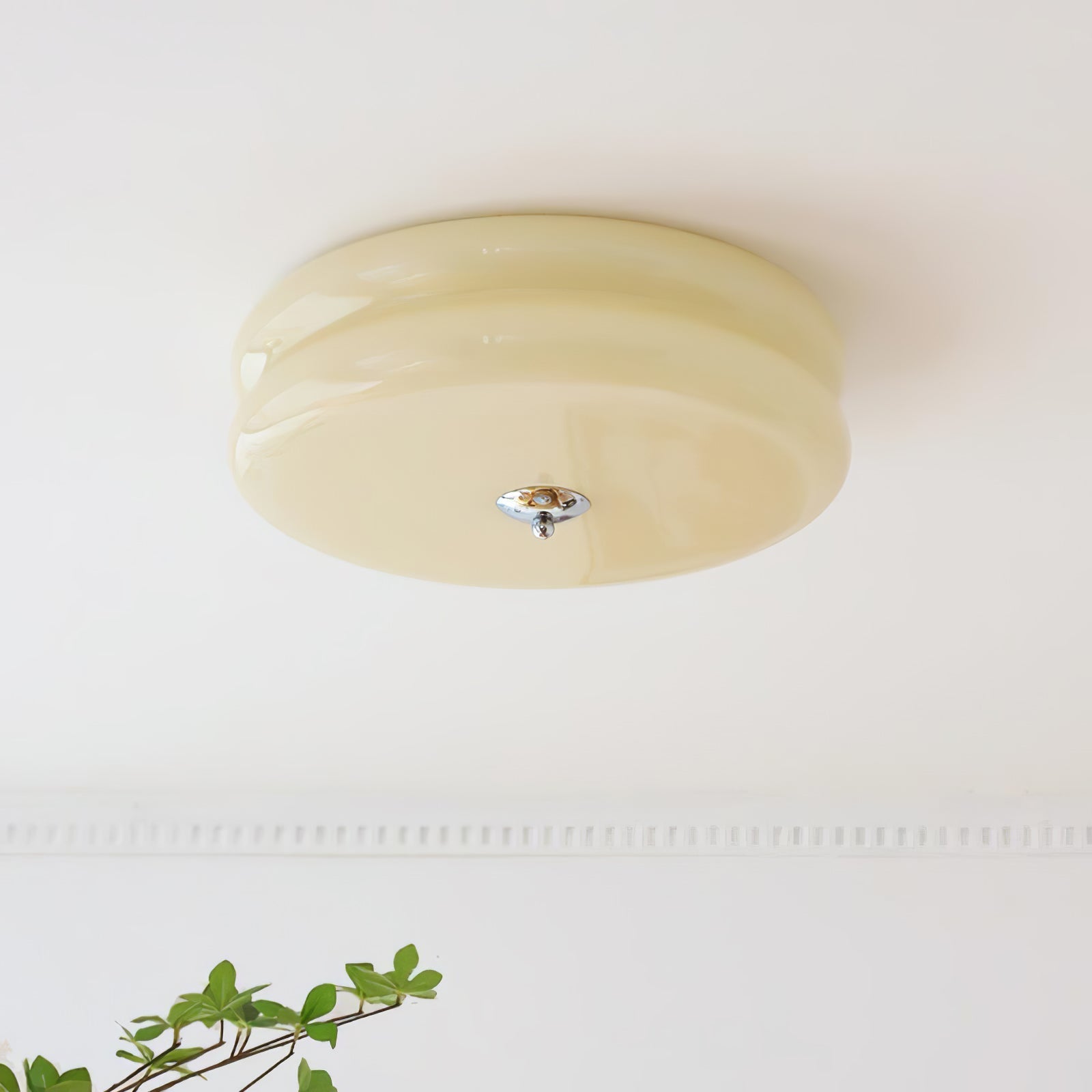Ceiling Lamp Art Deco Vintage with Glass Shade and Round Layered Design