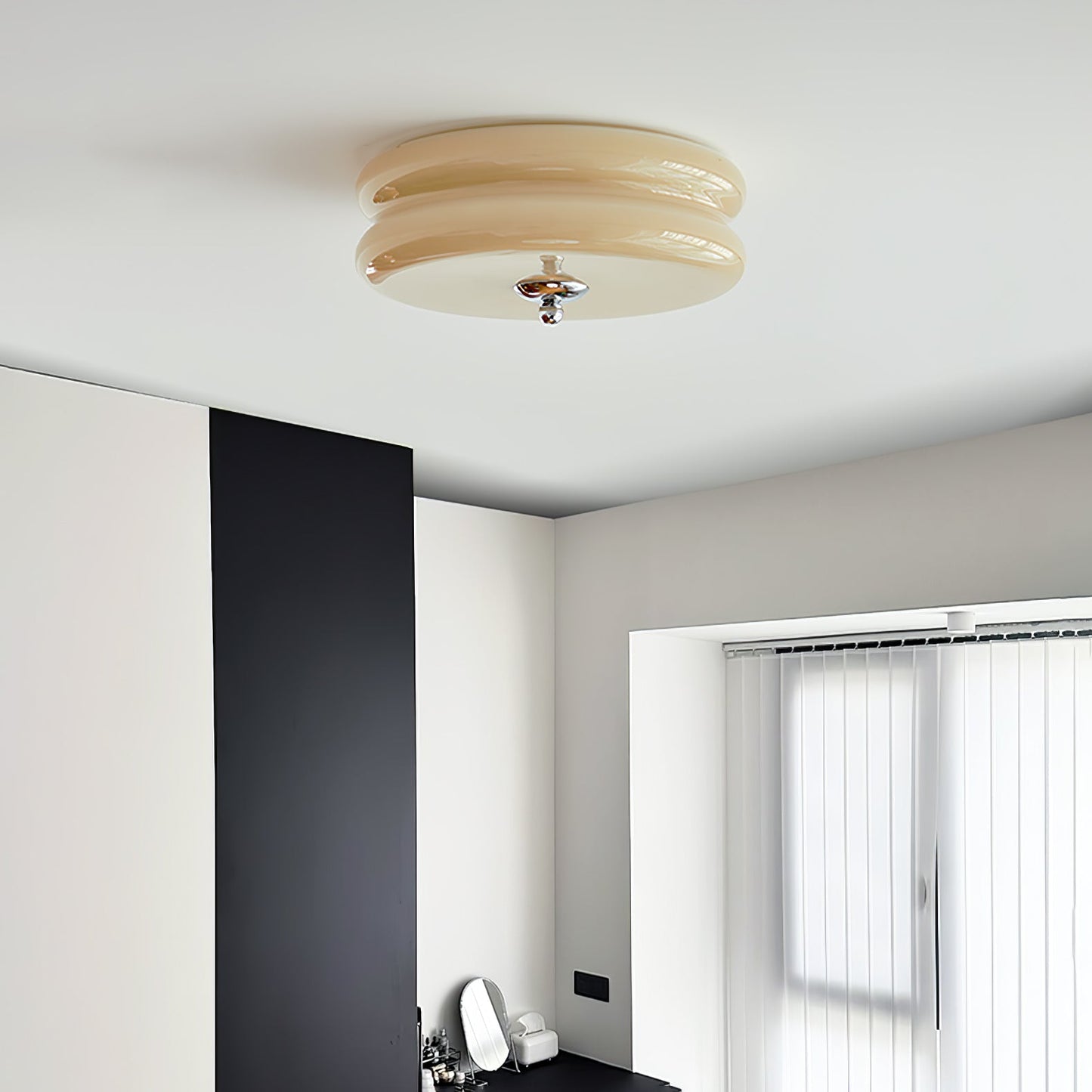 Ceiling Lamp Art Deco Vintage with Glass Shade and Round Layered Design