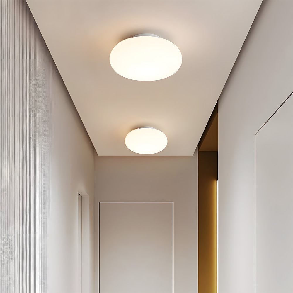 Ceiling Lamp Minimalist Modern with Oval Opal Shade and 3-Color Switch