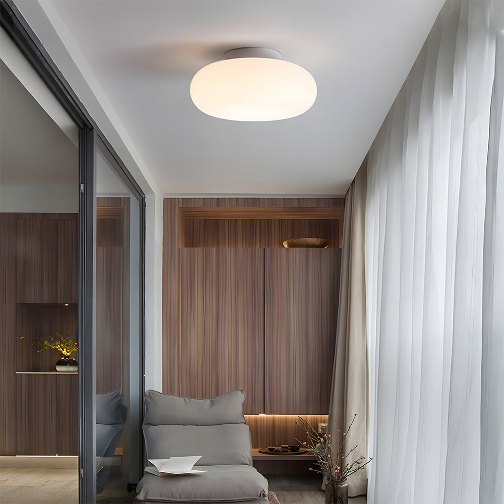 Ceiling Lamp Minimalist Modern with Oval Opal Shade and 3-Color Switch