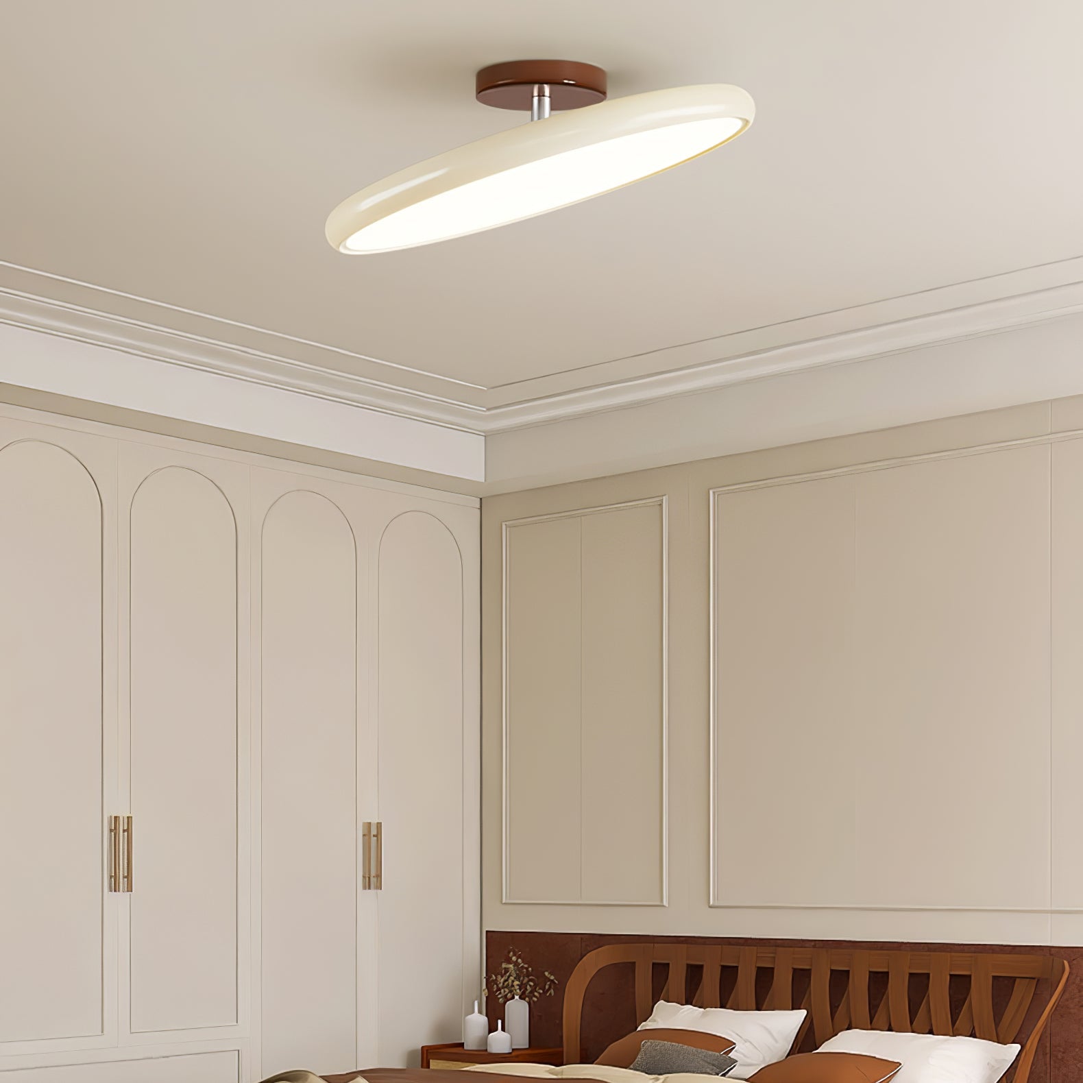 Ceiling Lamp Minimalist Round Disc with Adjustable Head and Remote Dimmer